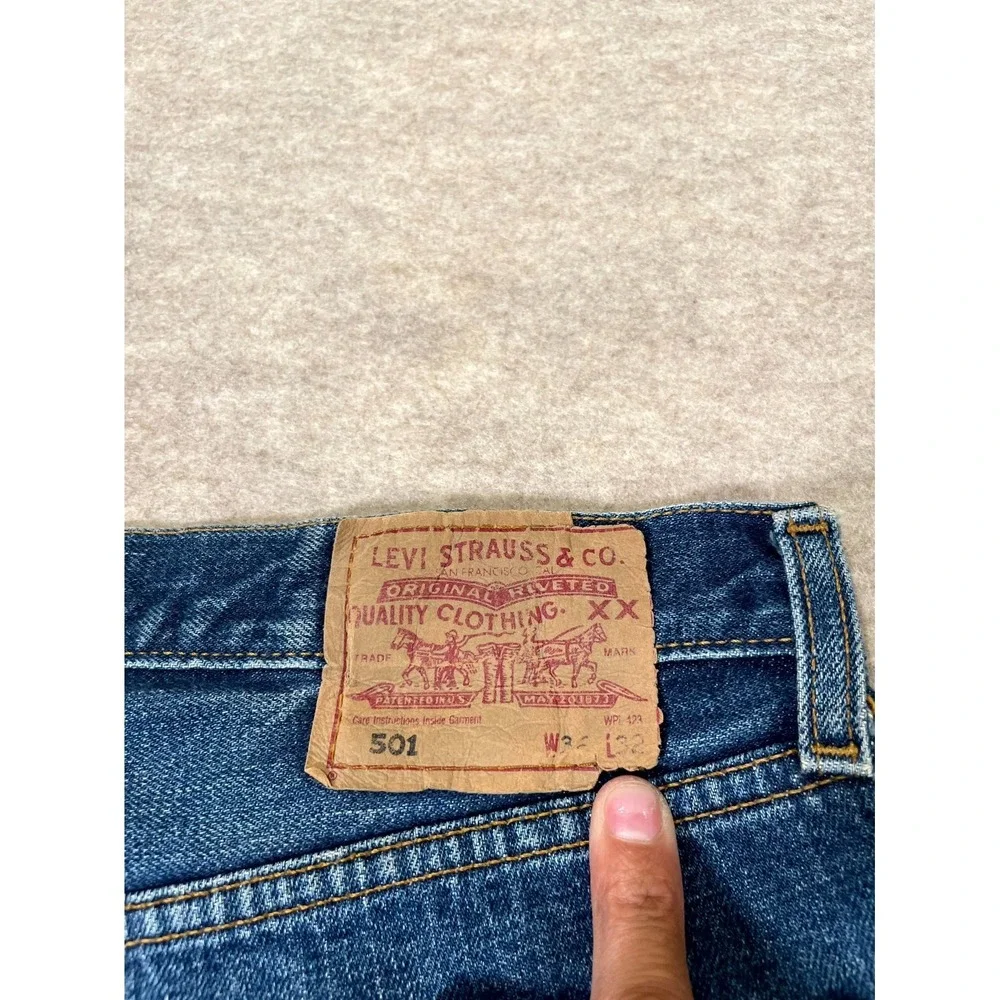 Levis 501 Original Fit Jeans Mens 36x32 Blue Denim Straight Leg Cotton High Rise